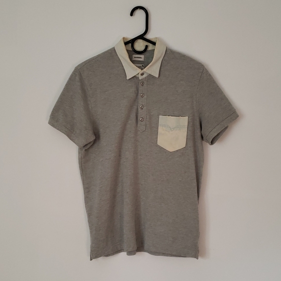 Diesel Polo w/ Denim Collar and Pocket - Picture 1 of 5